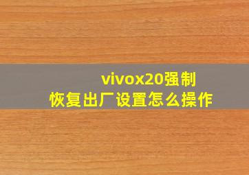 vivox20强制恢复出厂设置怎么操作