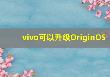 vivo可以升级OriginOS