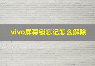 vivo屏幕锁忘记怎么解除