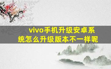 vivo手机升级安卓系统怎么升级版本不一样呢