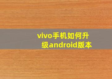 vivo手机如何升级android版本