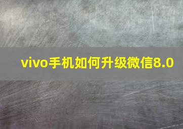 vivo手机如何升级微信8.0