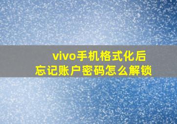 vivo手机格式化后忘记账户密码怎么解锁