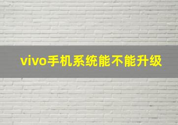 vivo手机系统能不能升级