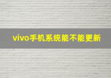 vivo手机系统能不能更新