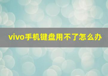 vivo手机键盘用不了怎么办