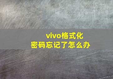 vivo格式化密码忘记了怎么办