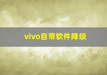 vivo自带软件降级