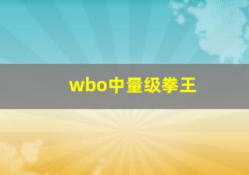 wbo中量级拳王