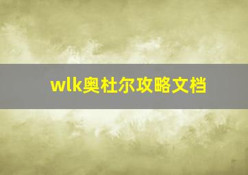 wlk奥杜尔攻略文档