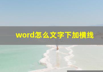 word怎么文字下加横线