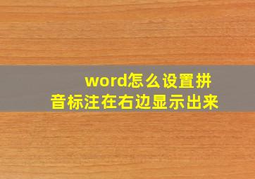 word怎么设置拼音标注在右边显示出来