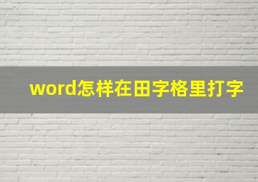 word怎样在田字格里打字