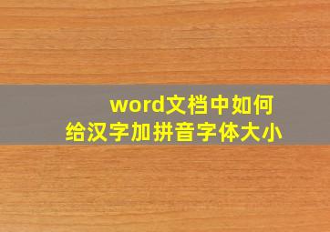 word文档中如何给汉字加拼音字体大小