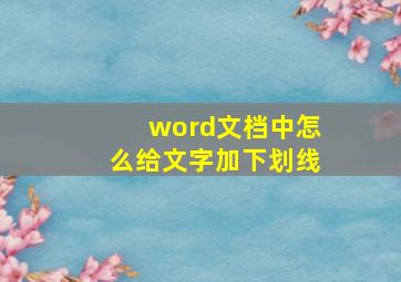 word文档中怎么给文字加下划线