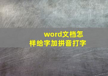 word文档怎样给字加拼音打字