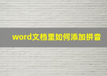 word文档里如何添加拼音