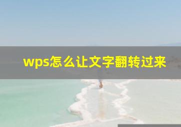 wps怎么让文字翻转过来