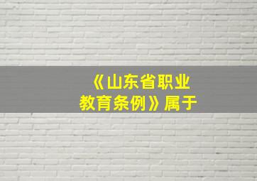 《山东省职业教育条例》属于