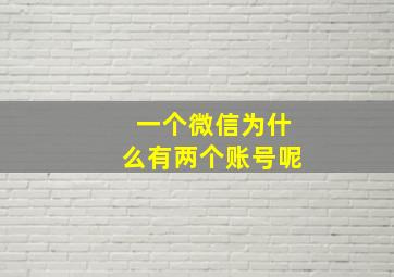 一个微信为什么有两个账号呢