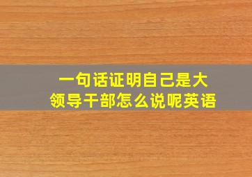 一句话证明自己是大领导干部怎么说呢英语