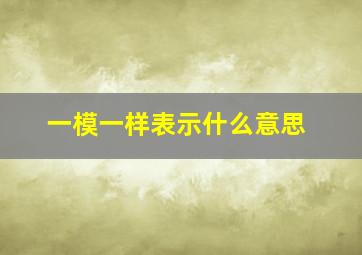 一模一样表示什么意思