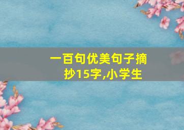 一百句优美句子摘抄15字,小学生