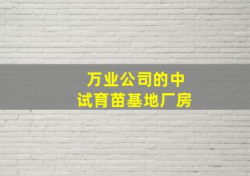 万业公司的中试育苗基地厂房