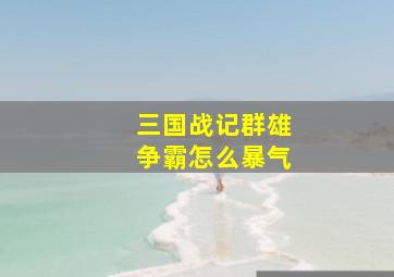 三国战记群雄争霸怎么暴气