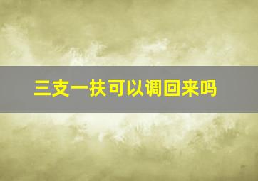 三支一扶可以调回来吗