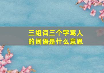 三组词三个字骂人的词语是什么意思