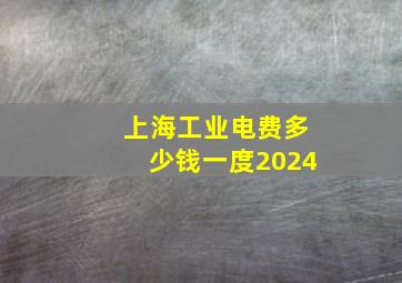 上海工业电费多少钱一度2024