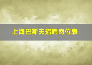 上海巴斯夫招聘岗位表