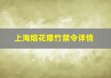 上海烟花爆竹禁令详情