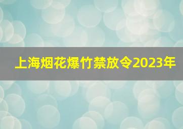 上海烟花爆竹禁放令2023年