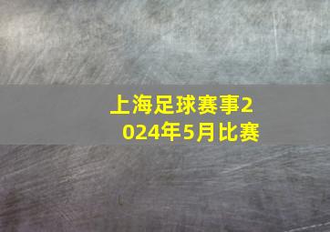 上海足球赛事2024年5月比赛