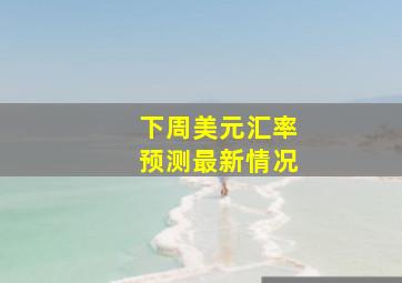 下周美元汇率预测最新情况