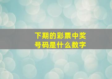 下期的彩票中奖号码是什么数字