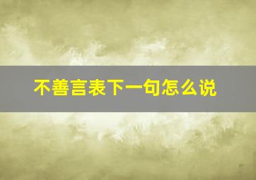 不善言表下一句怎么说