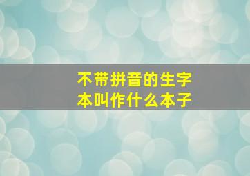 不带拼音的生字本叫作什么本子