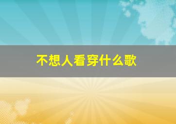 不想人看穿什么歌