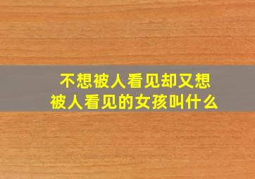 不想被人看见却又想被人看见的女孩叫什么