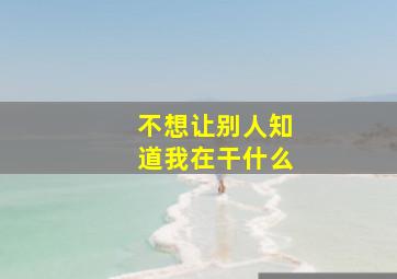 不想让别人知道我在干什么