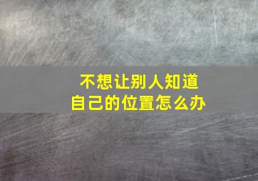 不想让别人知道自己的位置怎么办