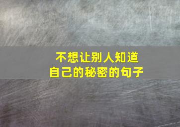 不想让别人知道自己的秘密的句子