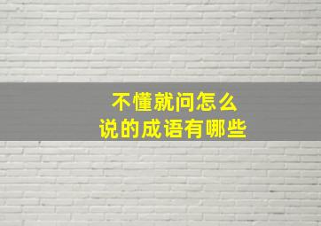 不懂就问怎么说的成语有哪些