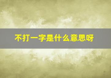 不打一字是什么意思呀