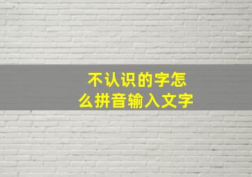 不认识的字怎么拼音输入文字