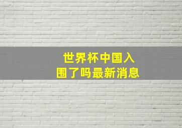 世界杯中国入围了吗最新消息