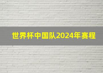 世界杯中国队2024年赛程